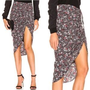 Silk Blend Veronica Beard Ari Skirt Floral Ruched 0
